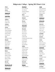 Ridgewater College â Spring 2013 Dean's List