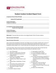 Student Conduct Incident Report Form - Ridgewater College