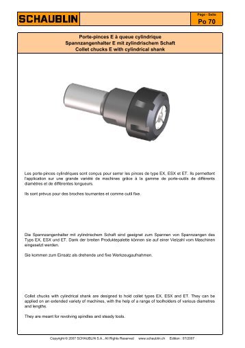 Porte-pinces E Ã  queue cylindrique ... - Schaublin SA