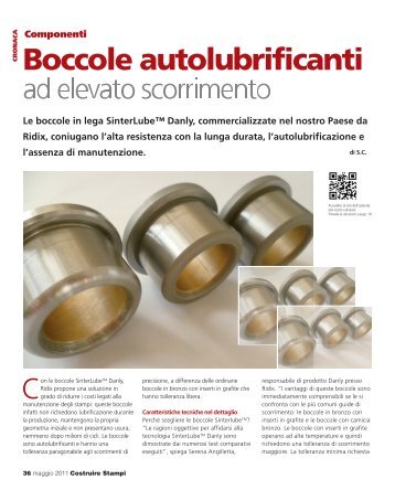 Boccole autolubrificanti ad elevato rendimento - Ridix