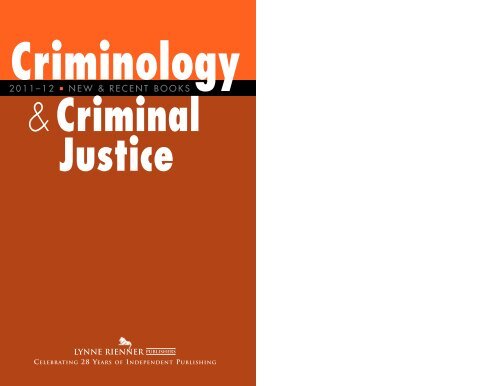 Criminology and Criminal Justice - Lynne Rienner Publishers