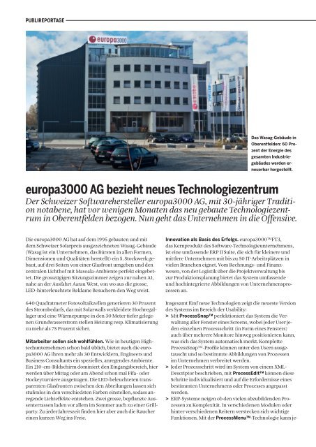 europa3000 ag bezieht neues technologiezentrum Der Schweizer