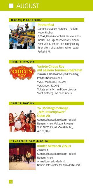 Veranstaltungen Juli bis Oktober 2013 (Flyer) - Stadt Rietberg