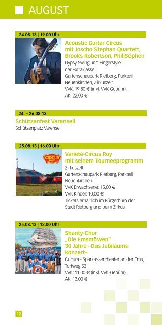 Veranstaltungen Juli bis Oktober 2013 (Flyer) - Stadt Rietberg