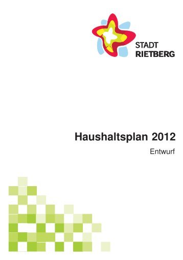 Entwurf des Haushaltsplans 2012 - Stadt Rietberg