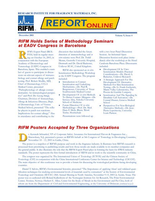 rifm report112003.qxp - Research Institute for Fragrance Materials