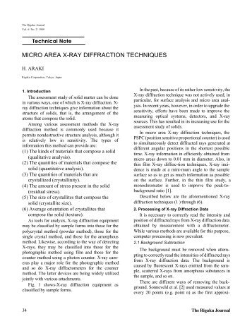 MICRO AREA X-RAY DIFFRACTION TECHNIQUES - Rigaku