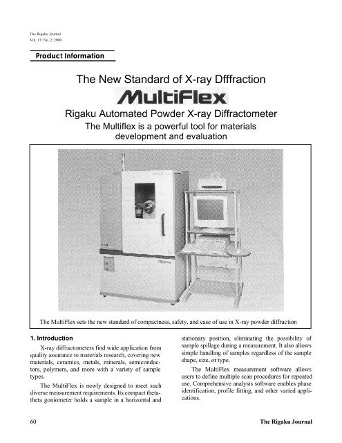 The New Standard of X-ray Diffractometer: MultiFlex - Rigaku