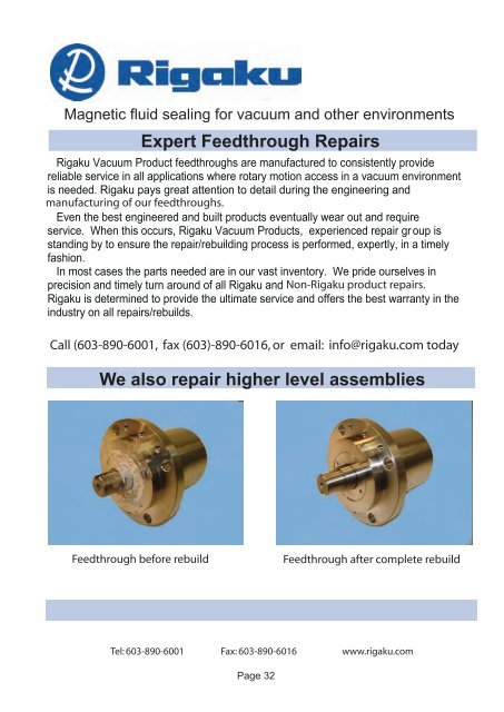 Magnetic Rotary Motion Feedthrough Units - Rigaku