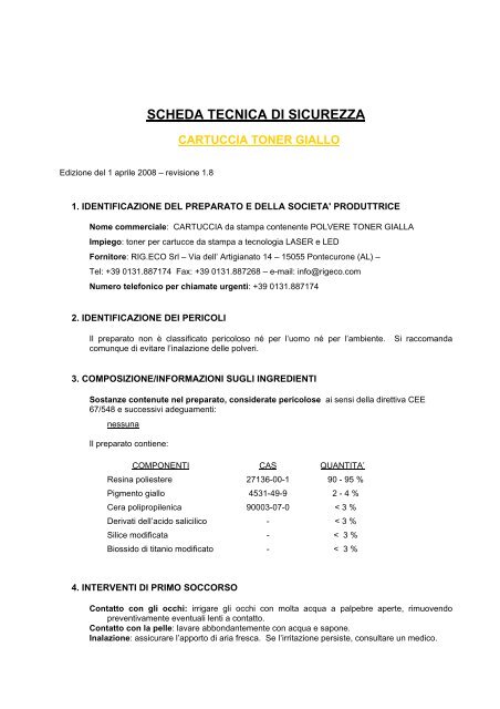 Scheda di sicurezza - pdf 31 KB - RIG.ECO srl