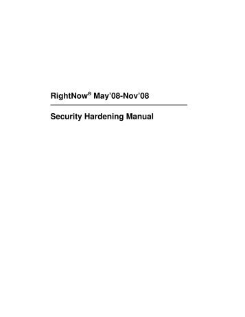 Security Hardening Manual - RightNow Technologies