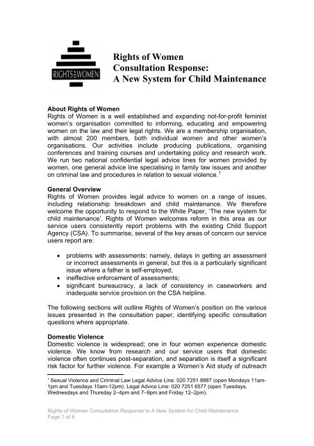 A new system for child maintenance - Rights of Women