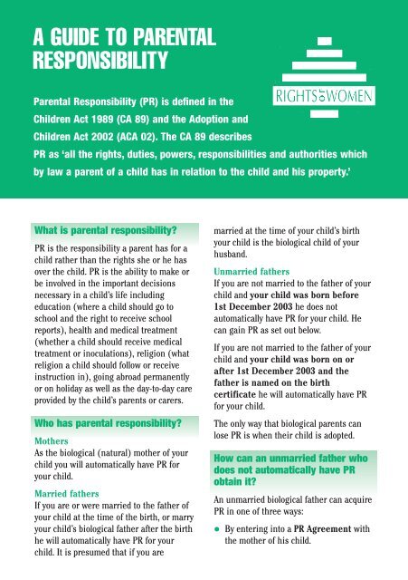 Parental Responsibility Rights Of Women