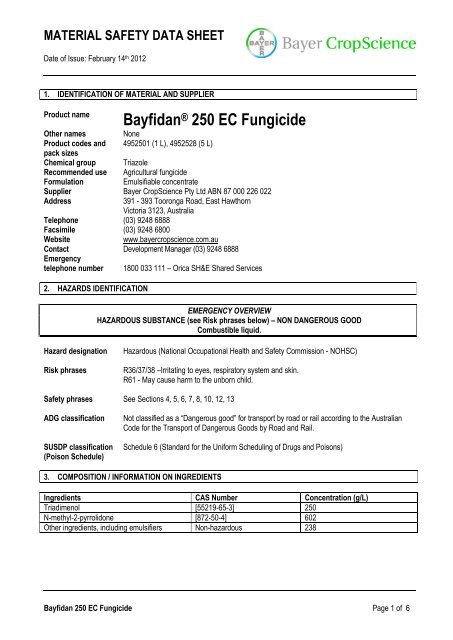 Bayfidan® 250 EC Fungicide - Bayer CropScience