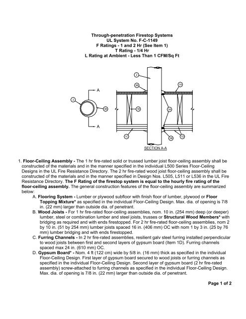 Through-penetration Firestop Systems UL System No. F-C-1149 F ...