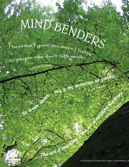 To download a printable PDF version of MindBenders, pl