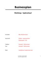 Businessplan Multishop / Spätverkauf - Dr. Müller Treuhand GmbH