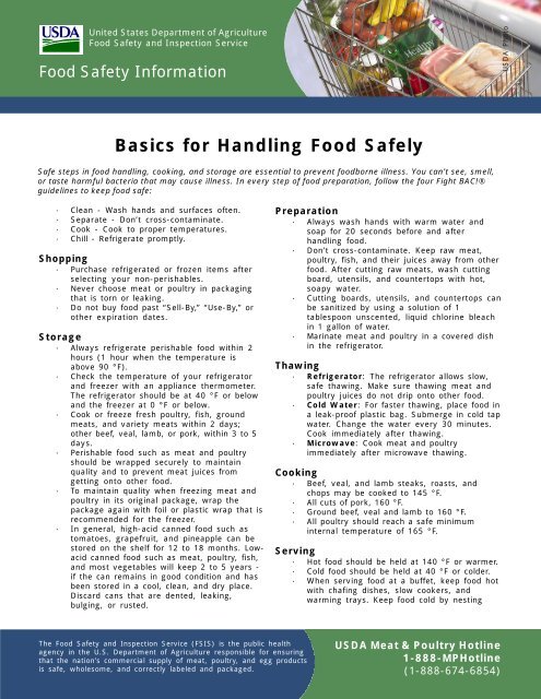 Safe meat handling and cooking temperatures