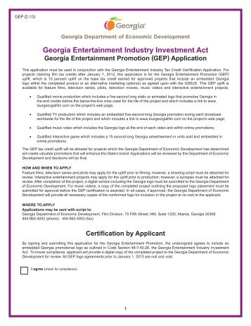 2013 10- GEP Logo Uplift Tax Credit Application - Georgia ...