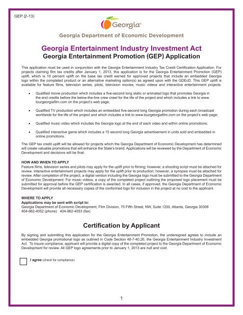 2013 10- GEP Logo Uplift Tax Credit Application - Georgia ...