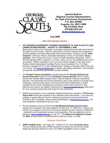 Classic South Monthly Report- July 2009 - Georgia Department of ...
