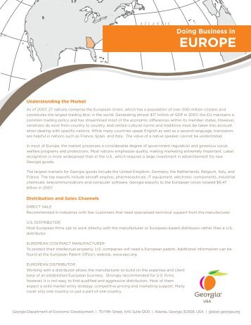 Doing Business in Europe (PDF) - Georgia Department of Economic ...