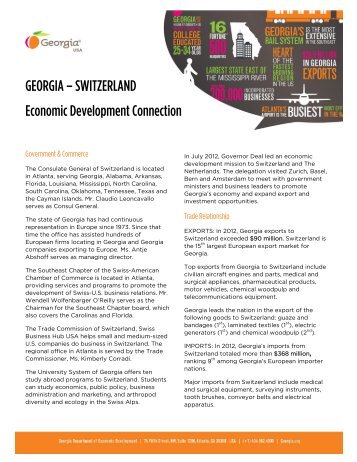 Switzerland - Georgia Department of Economic Development