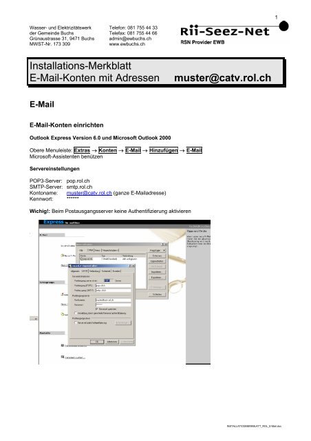 Installationsmerkblatt E-Mail - Rii-Seez-Net