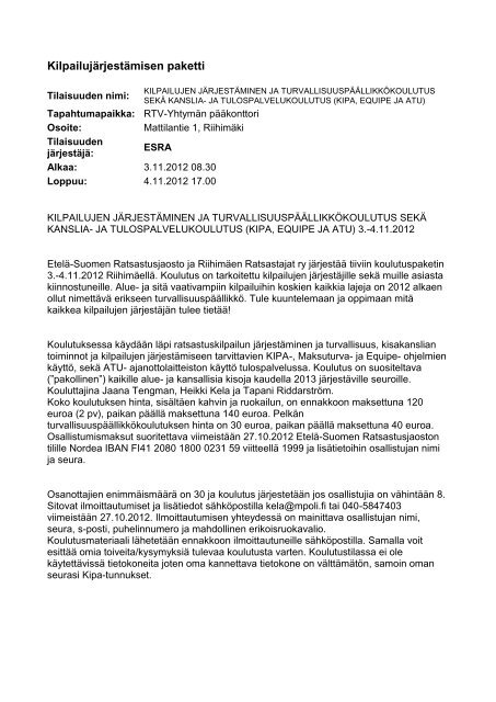 Kilpailujärjestämisen paketti.pdf - Riihimäen Ratsastajat ry