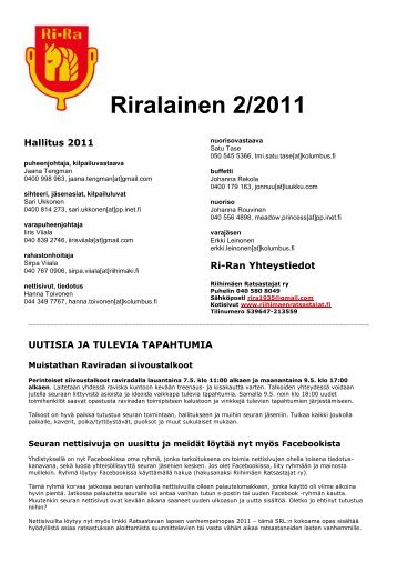 Riralainen 2-2011.pdf - Riihimäen Ratsastajat ry