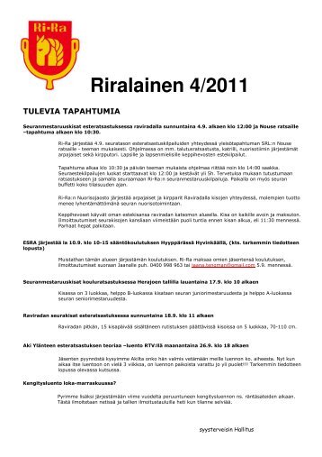 Riralainen 4-2011.pdf - Riihimäen Ratsastajat ry