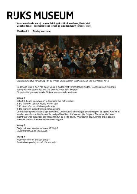 Werkblad voor leraar - Rijksmuseum