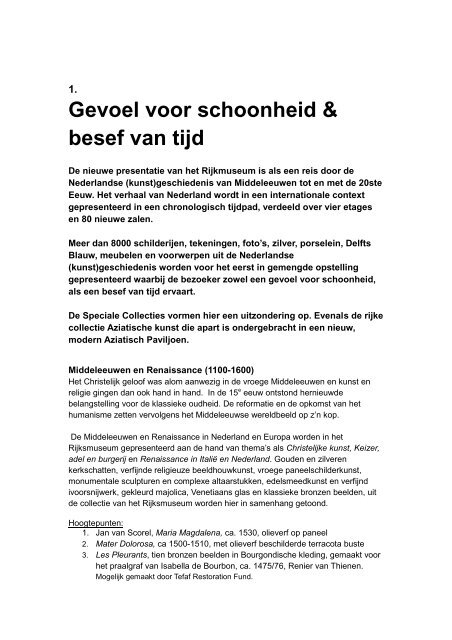 Gevoel voor schoonheid & besef van tijd - Rijksmuseum