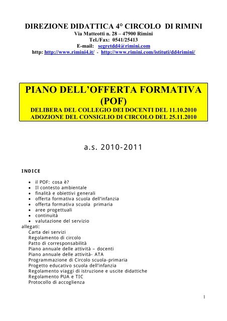 piano dell'offerta formativa (pof) - direzione didattica rimini 4