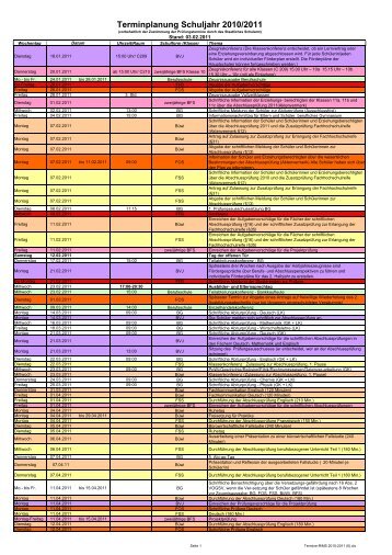 Terminplanung Schuljahr 2010/2011