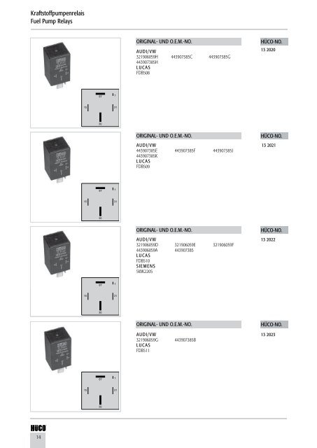 Motormanagement Relais/Relays Pumpen/Pumps