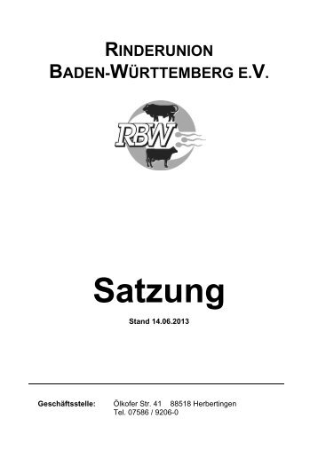 RBW-Satzung mit Zuchtbuchordnung - Rinderunion Baden ...