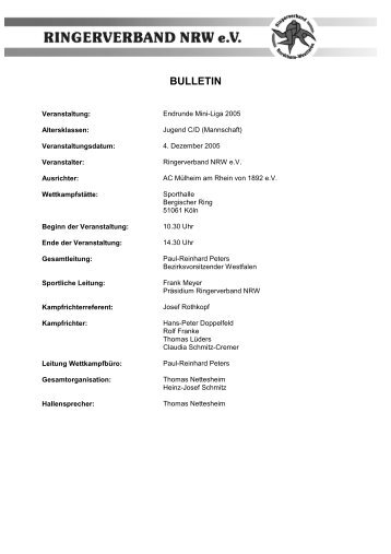 Ergebnisse - Ringerverband Nordrhein-Westfalen