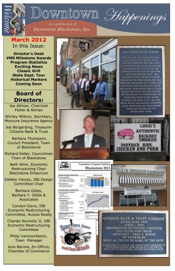 March 2012 Board of Directors: - Downtown Blackstone Inc.
