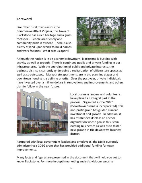 Business Recruitment Packet Downtown Blackstone Inc