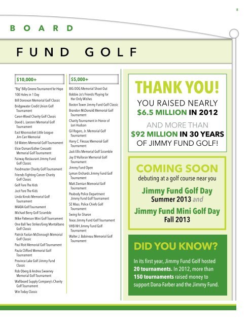 FROM THE FAIRwAYS - The Jimmy Fund