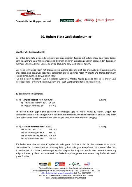 Gesamter Bericht - Ãsterreichischer Ringsportverband ÃRSV