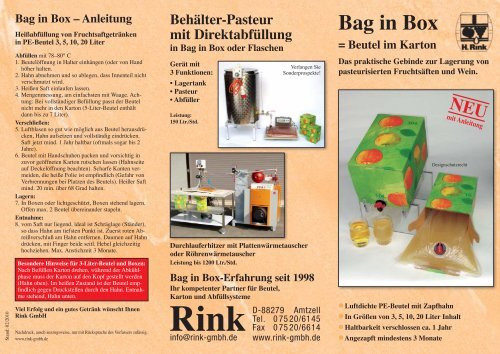 Bag in Box â€“ Anleitung - Rink GmbH