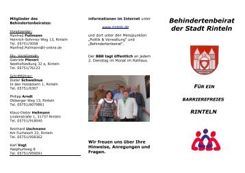 Mitglieder des Behindertenbeirates: - Stadt Rinteln