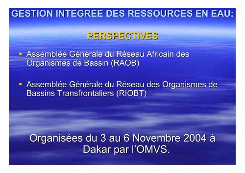 GESTION INTEGREE DE L'EAU PAR BASSIN VERSANT - INBO