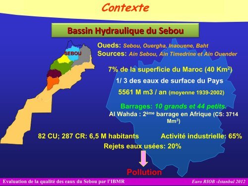 Evaluation de la qualitÃ© des eaux du Sebou par l'IBMR - INBO