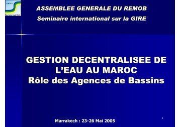 GESTION DECENTRALISEE DE L'EAU AU MAROC RÃ´le ... - INBO