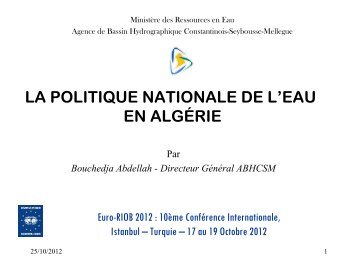 La politique de l'eau en Algerie - INBO