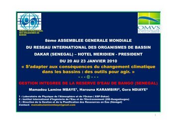 gestion integree de la reserve d'eau de bango (senegal) - RIOB