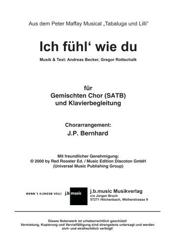 Ich fühl‘ wie du  (für Gem.Chor SATB)